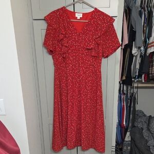 Orange Creek Red Floral Midi Dress